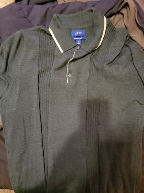 Apt. 9 Gray Polo Sweater with Cream Trim